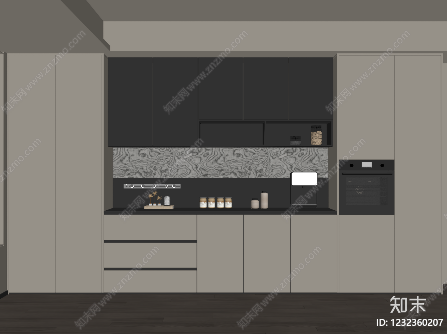 现代简约餐边柜SU模型下载【ID:1232360207】