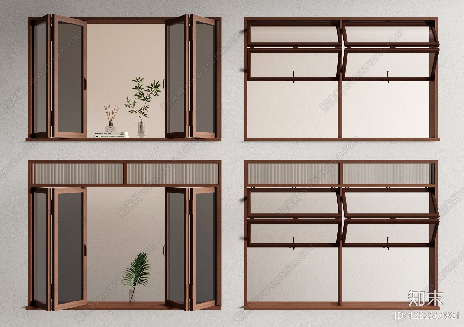 中古风折叠窗SU模型下载【ID:1232360801】