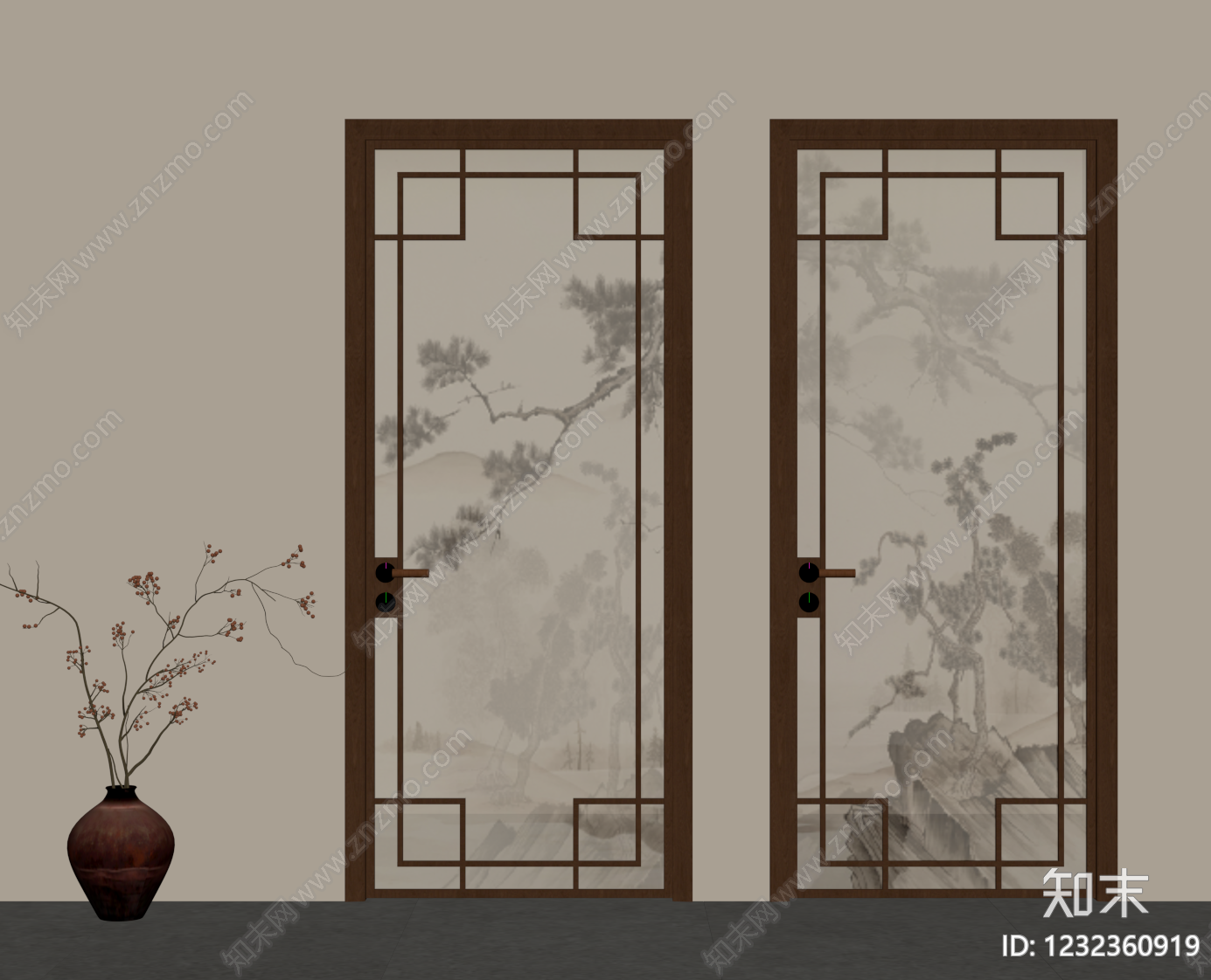 新中式庭院门SU模型下载【ID:1232360919】