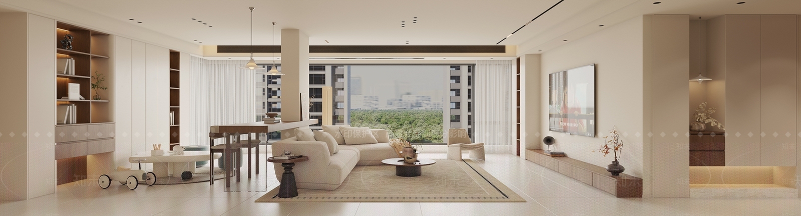 奶油风家居客厅3D模型下载【ID:1232363148】