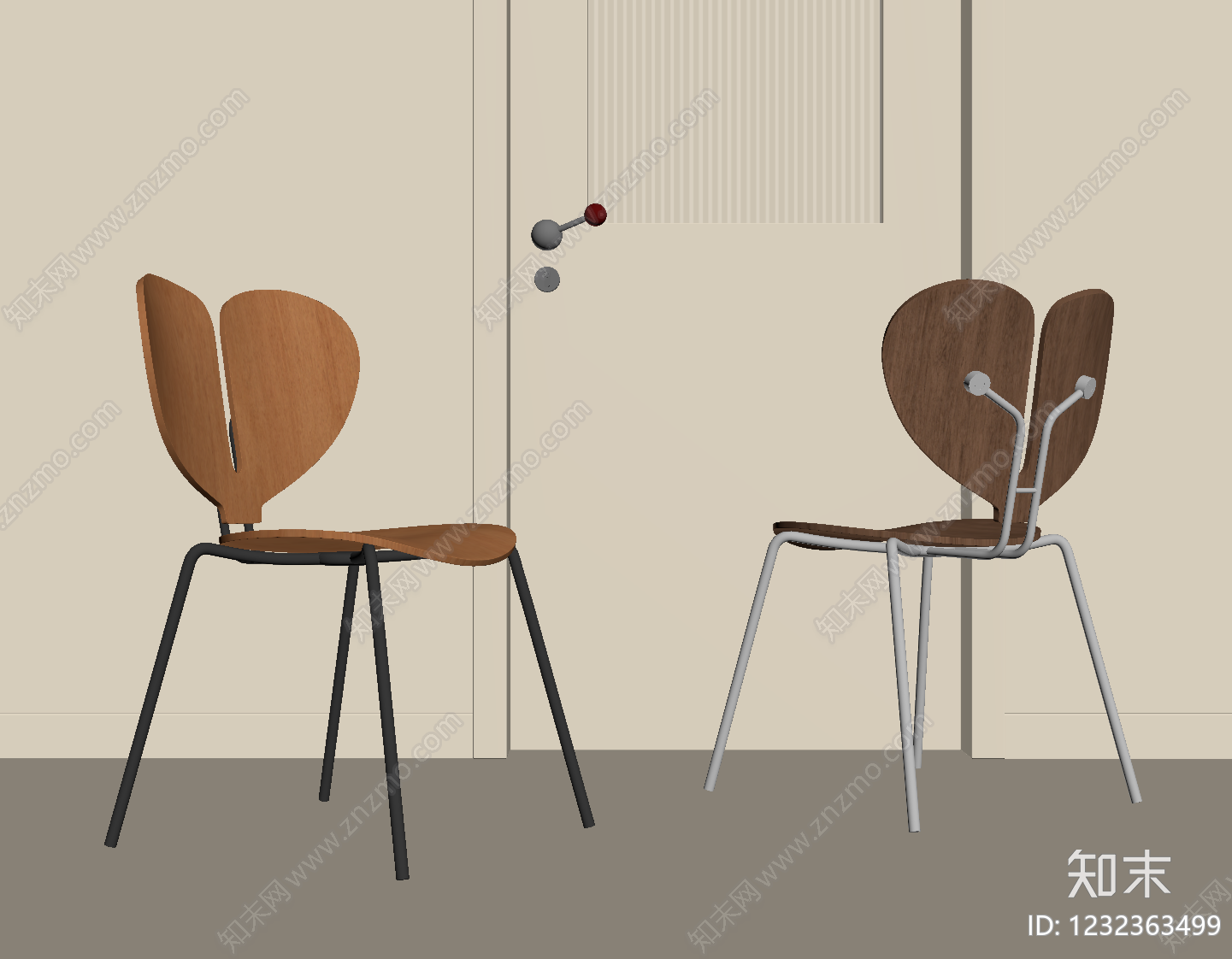 奶油风餐椅SU模型下载【ID:1232363499】