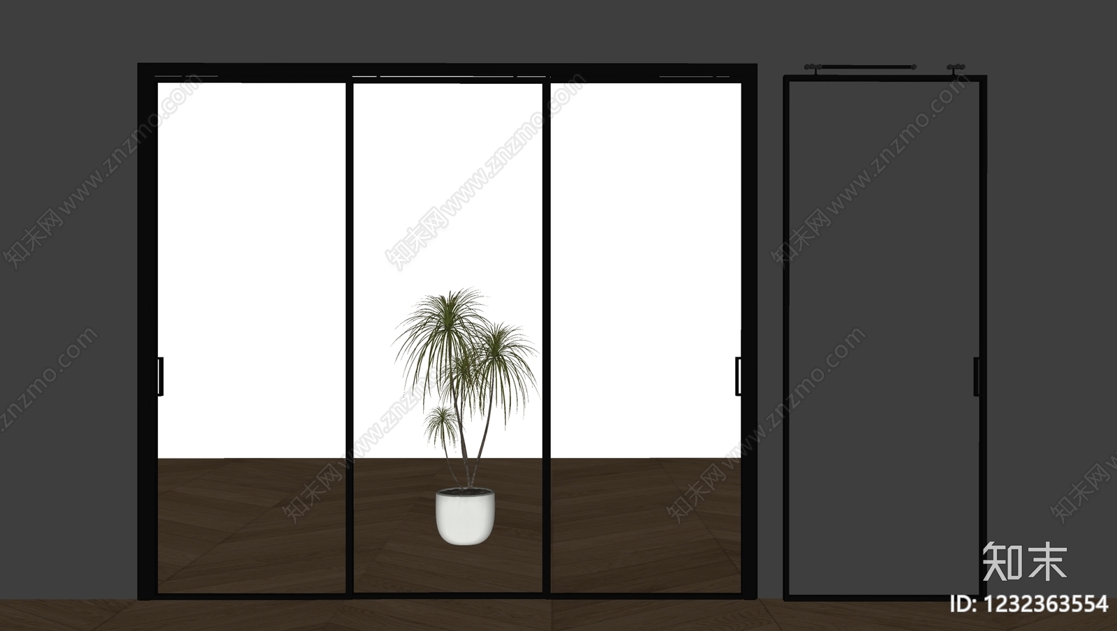 极简推拉门SU模型下载【ID:1232363554】