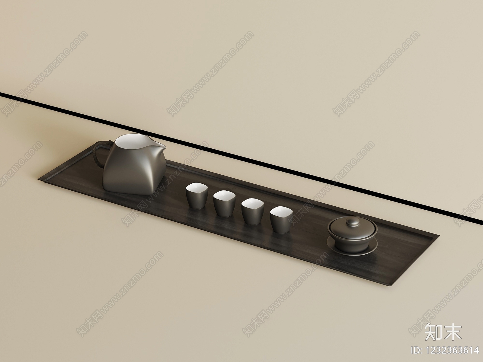 新中式茶具SU模型下载【ID:1232363614】