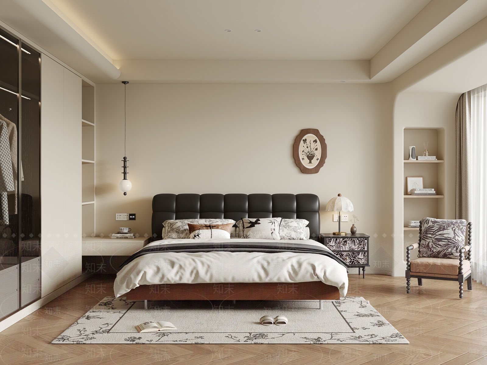 中古风主卧SU模型下载【ID:1232363907】