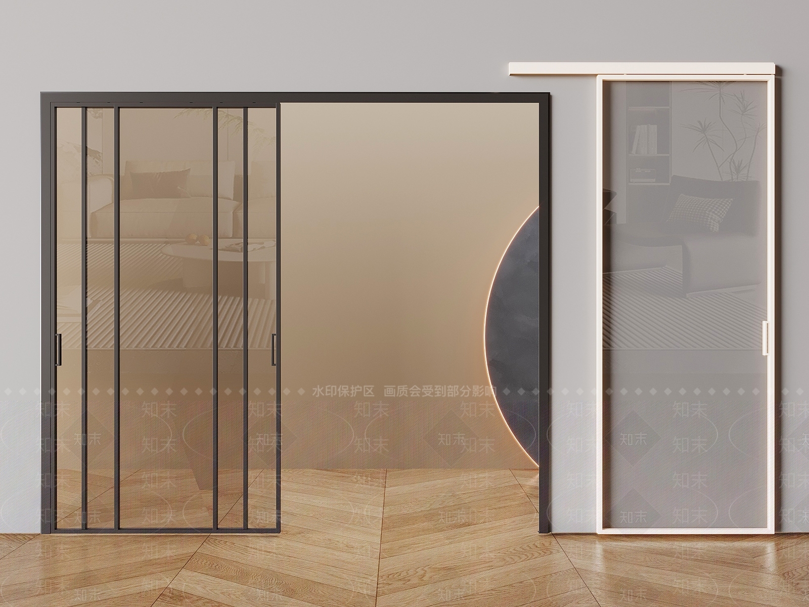 现代简约推拉门3D模型下载【ID:1232365345】