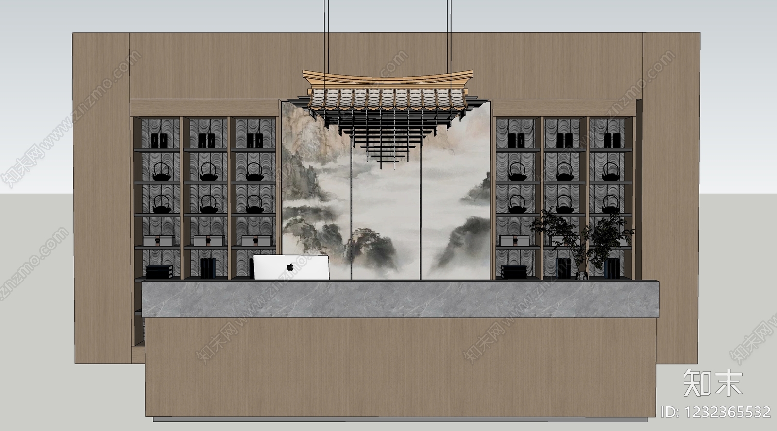 新中式前台SU模型下载【ID:1232365532】