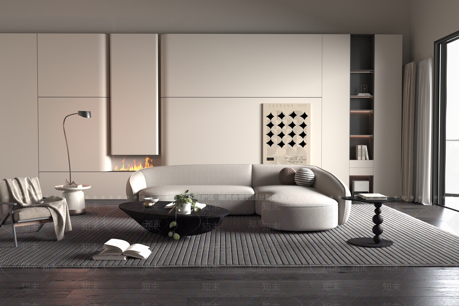 意式极简家居客厅3D模型下载【ID:1232365788】