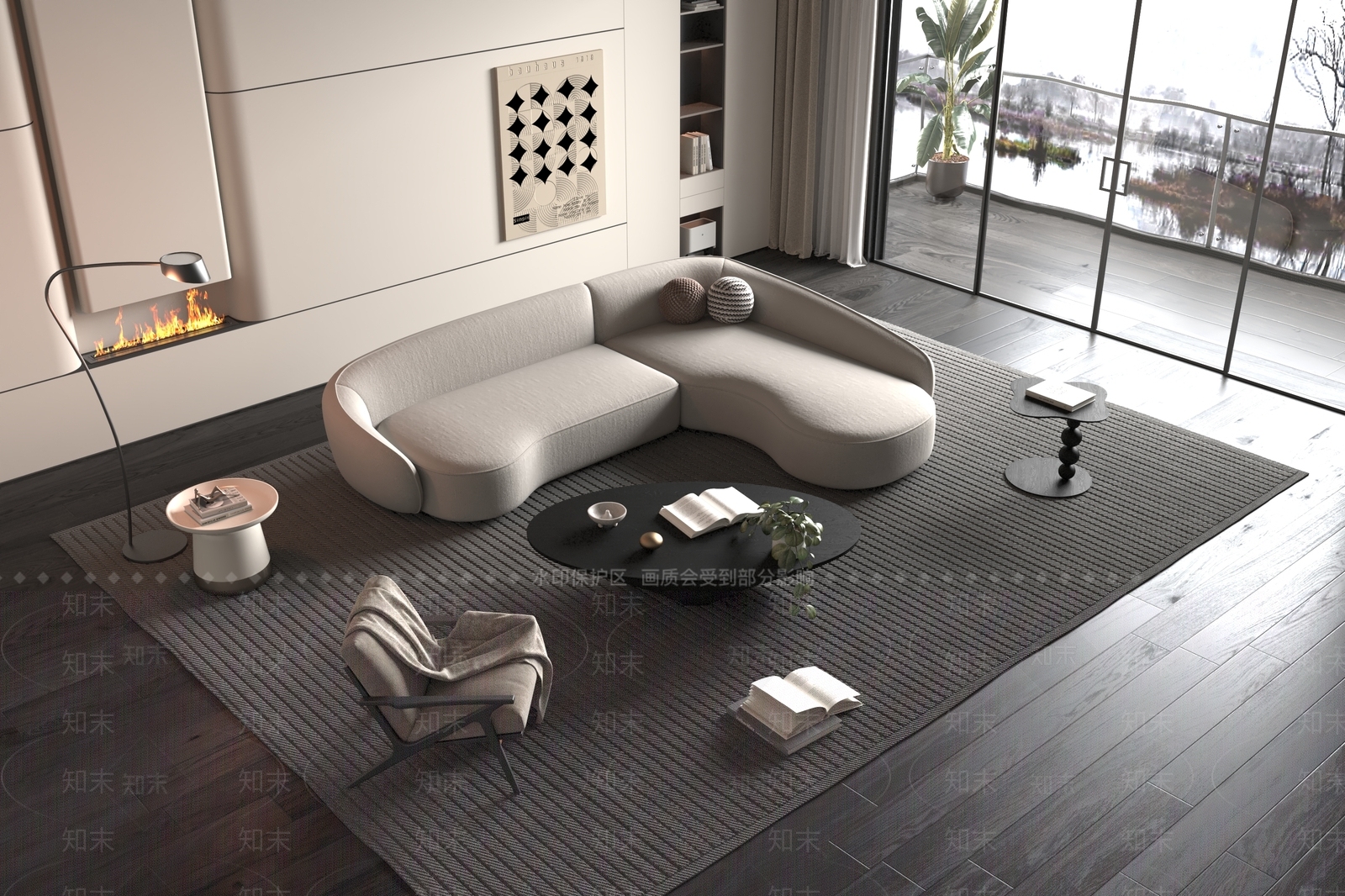 意式极简家居客厅3D模型下载【ID:1232365788】