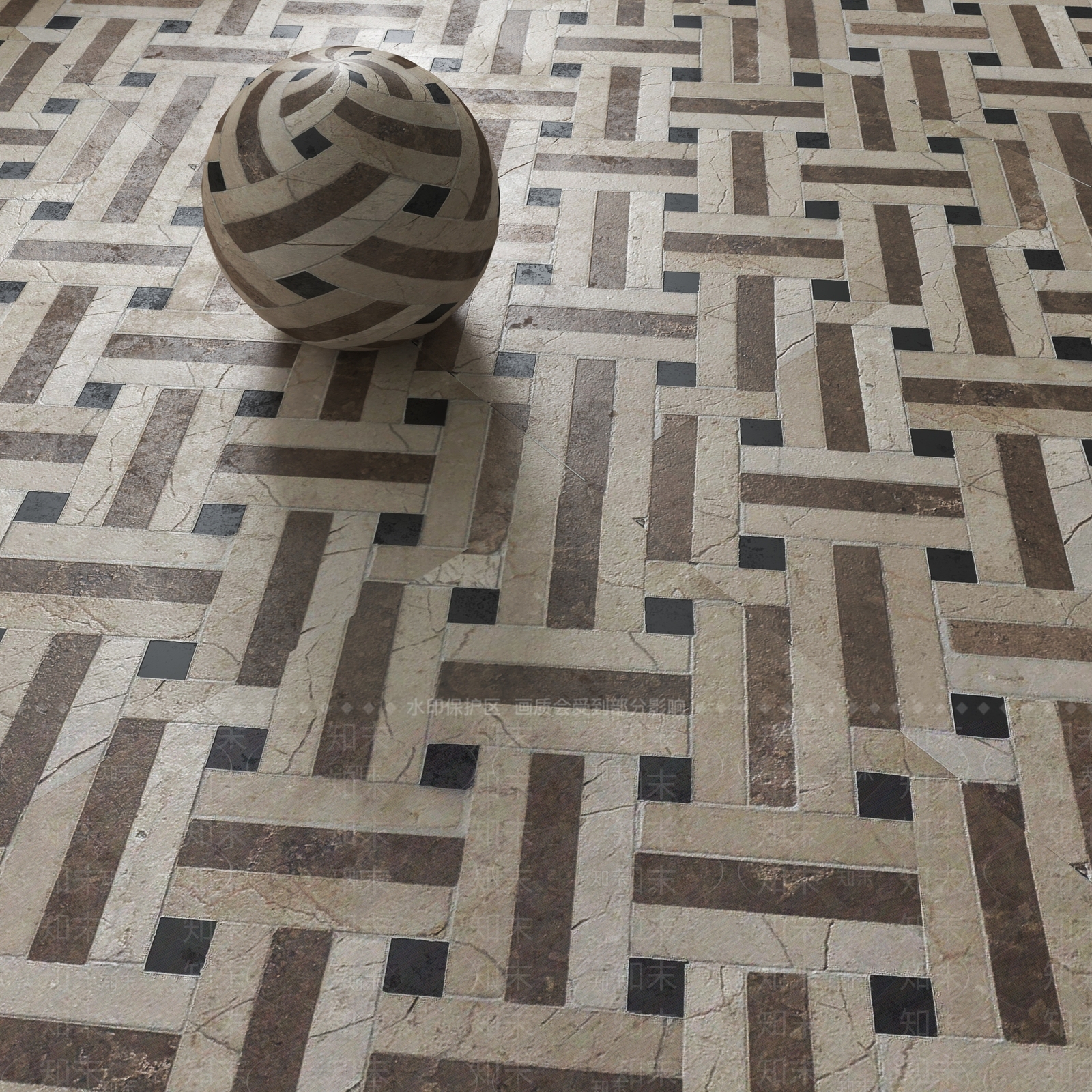 复古瓷砖展厅3D模型下载【ID:1232365932】