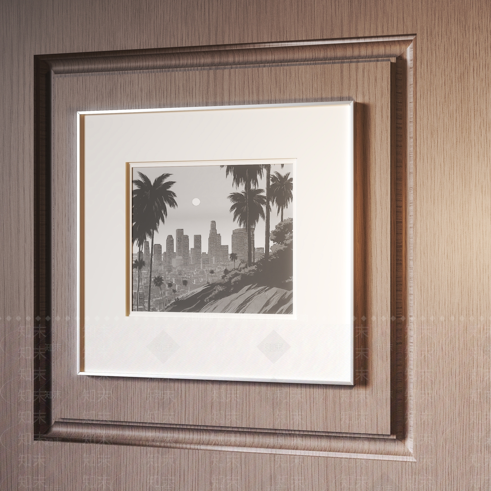 中古风黑白挂画3D模型下载【ID:1232366375】