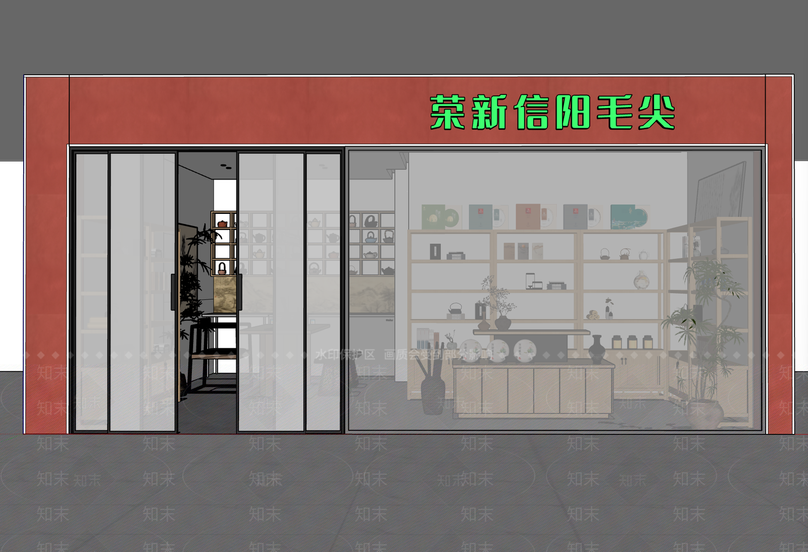 新中式茶叶店SU模型下载【ID:1232367229】