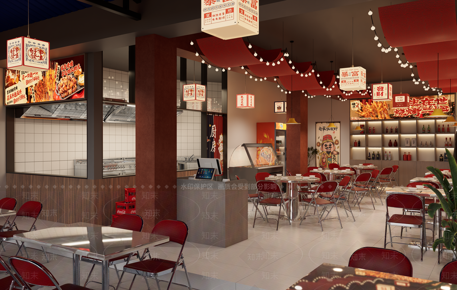 复古烧烤烤肉店SU模型下载【ID:1232367583】