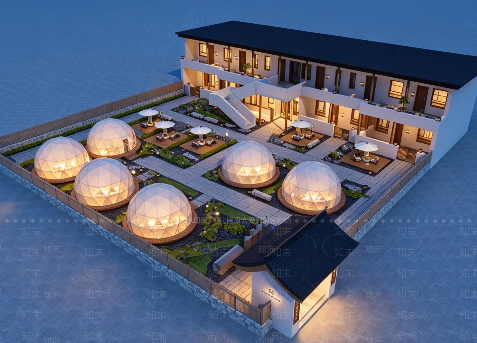 新中式景观文旅项目景观3D模型下载【ID:1232367685】