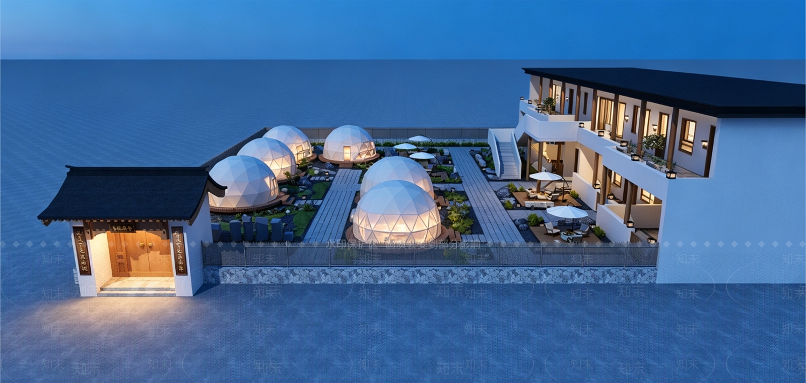 新中式景观文旅项目景观3D模型下载【ID:1232367685】