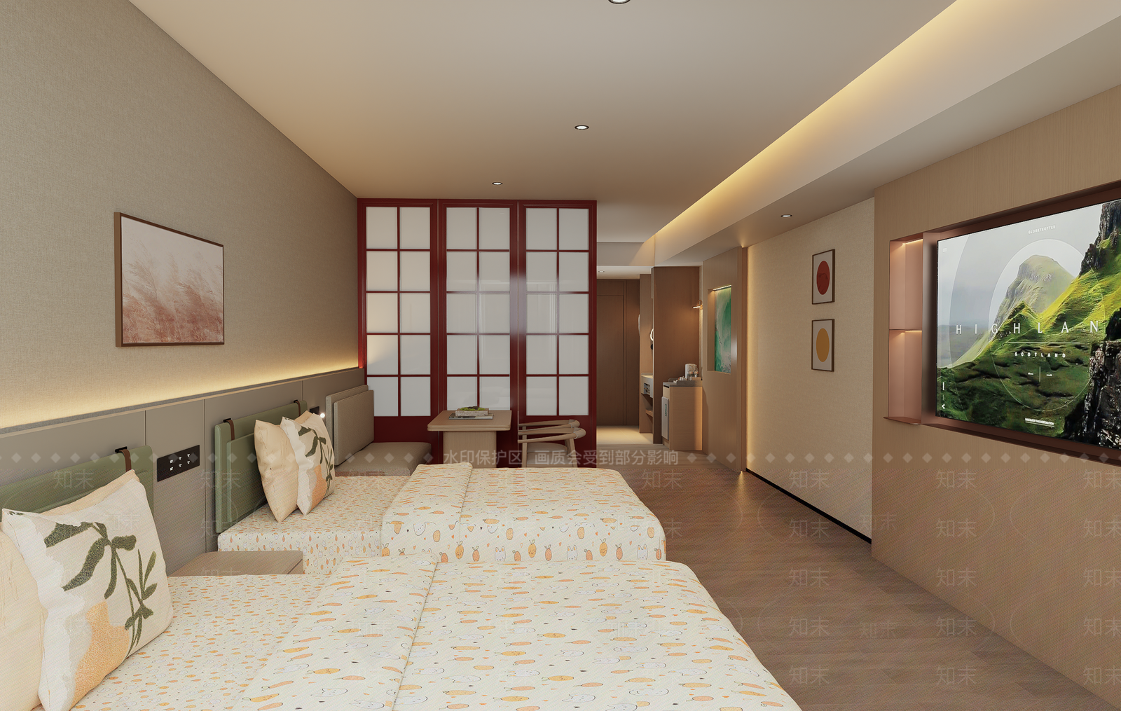 新中式酒店客房SU模型下载【ID:1232367786】