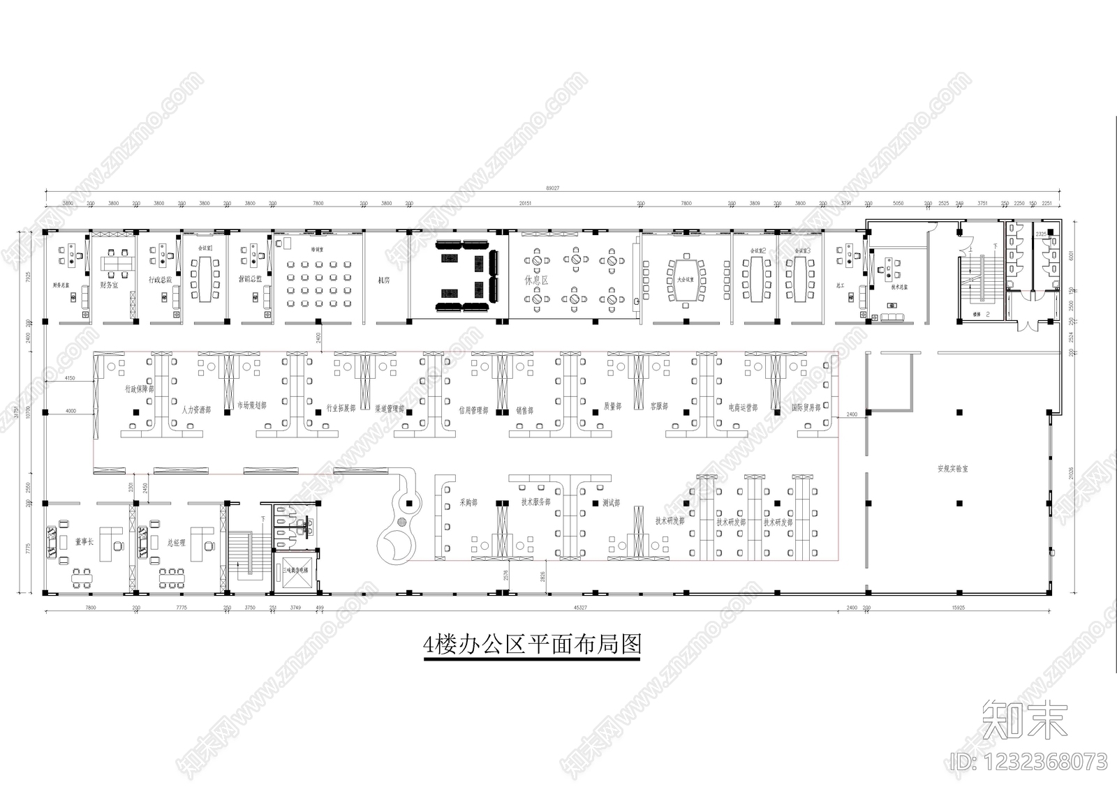 整体办公空间cad施工图下载【ID:1232368073】