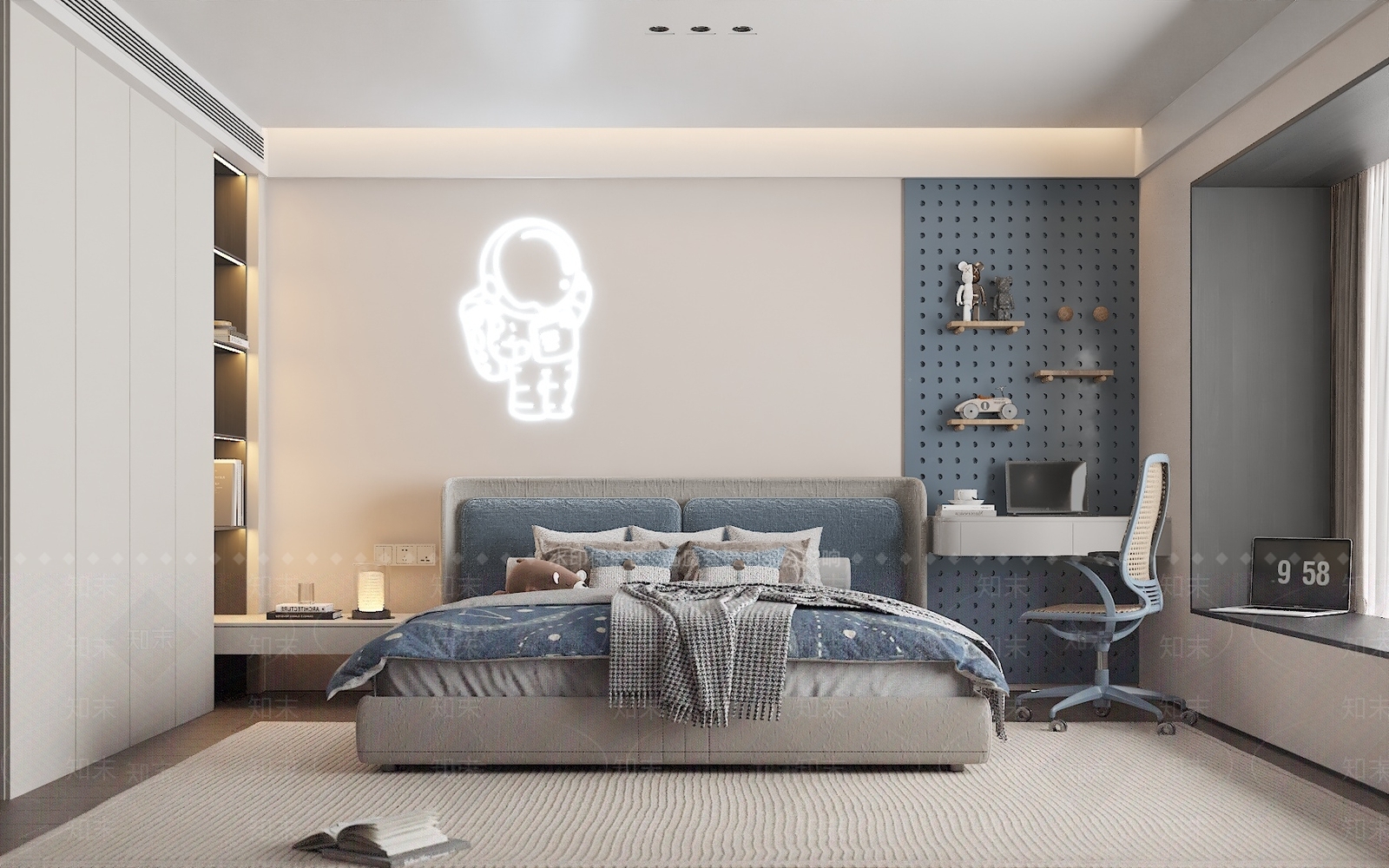 现代简约男孩房3D模型下载【ID:1232368177】