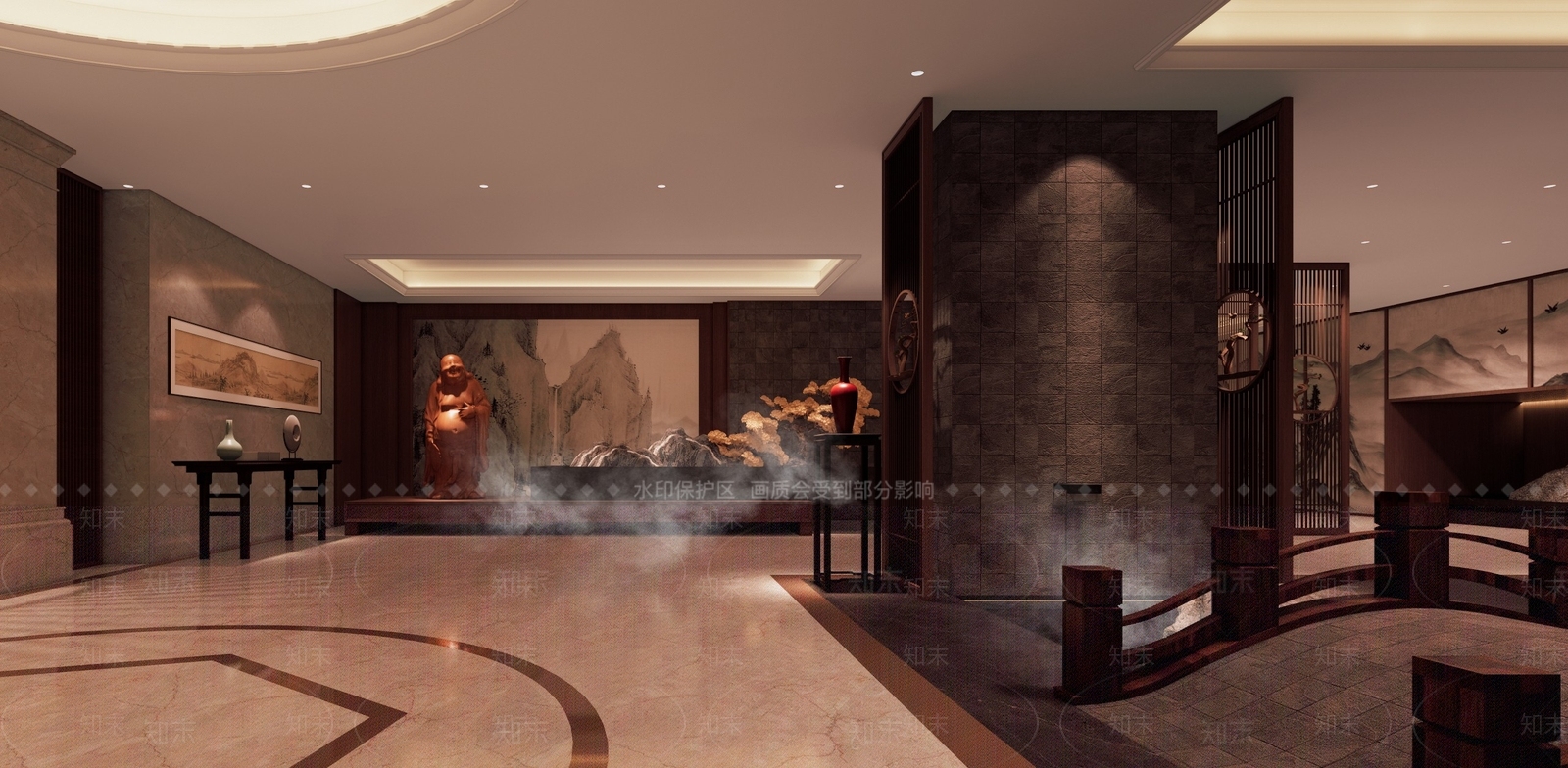 新中式酒店大堂SU模型下载【ID:1232368245】