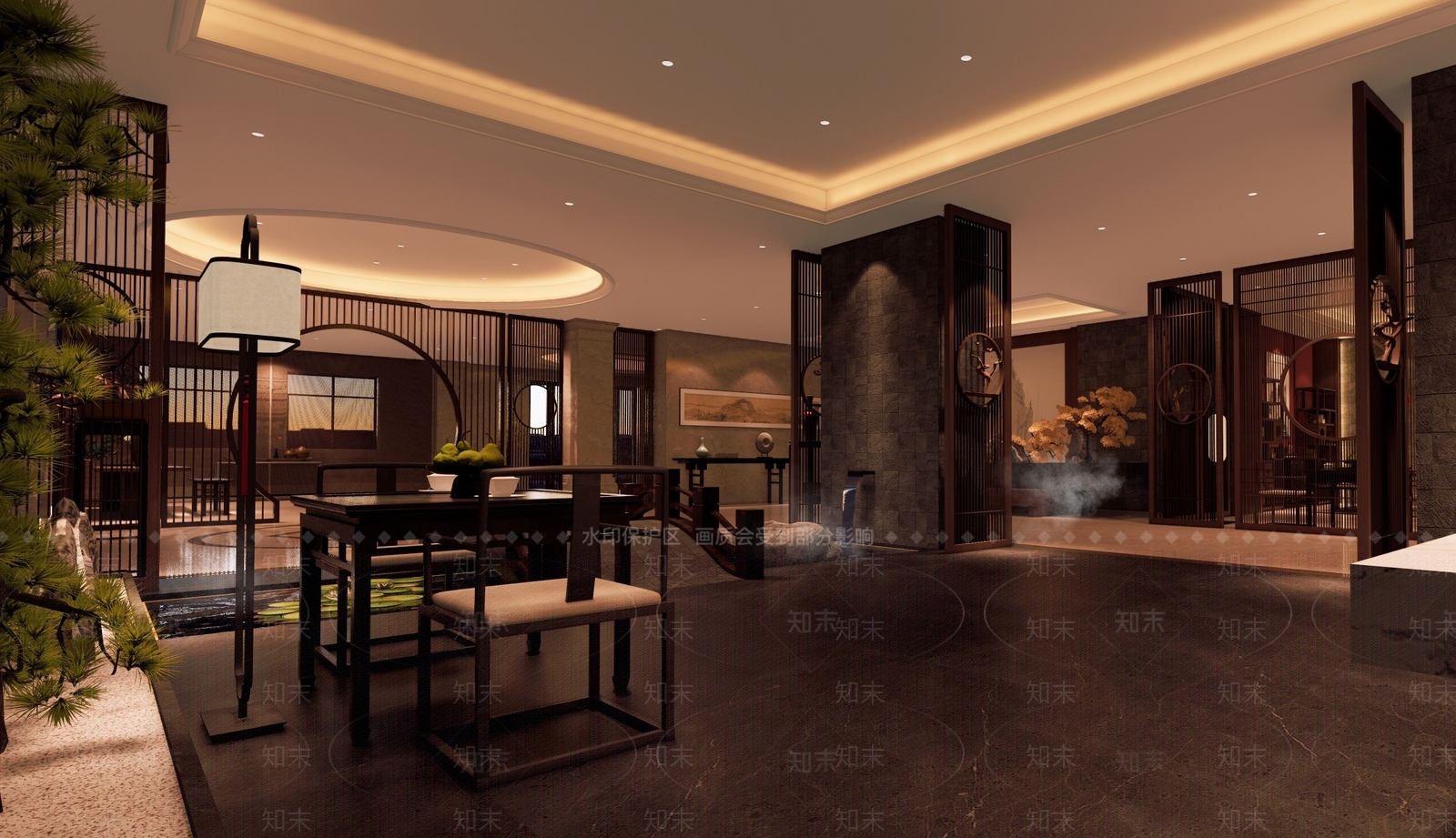 新中式酒店大堂SU模型下载【ID:1232368245】
