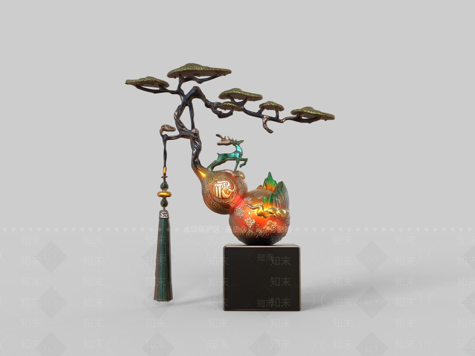 新中式雕塑摆件3D模型下载【ID:1232368478】