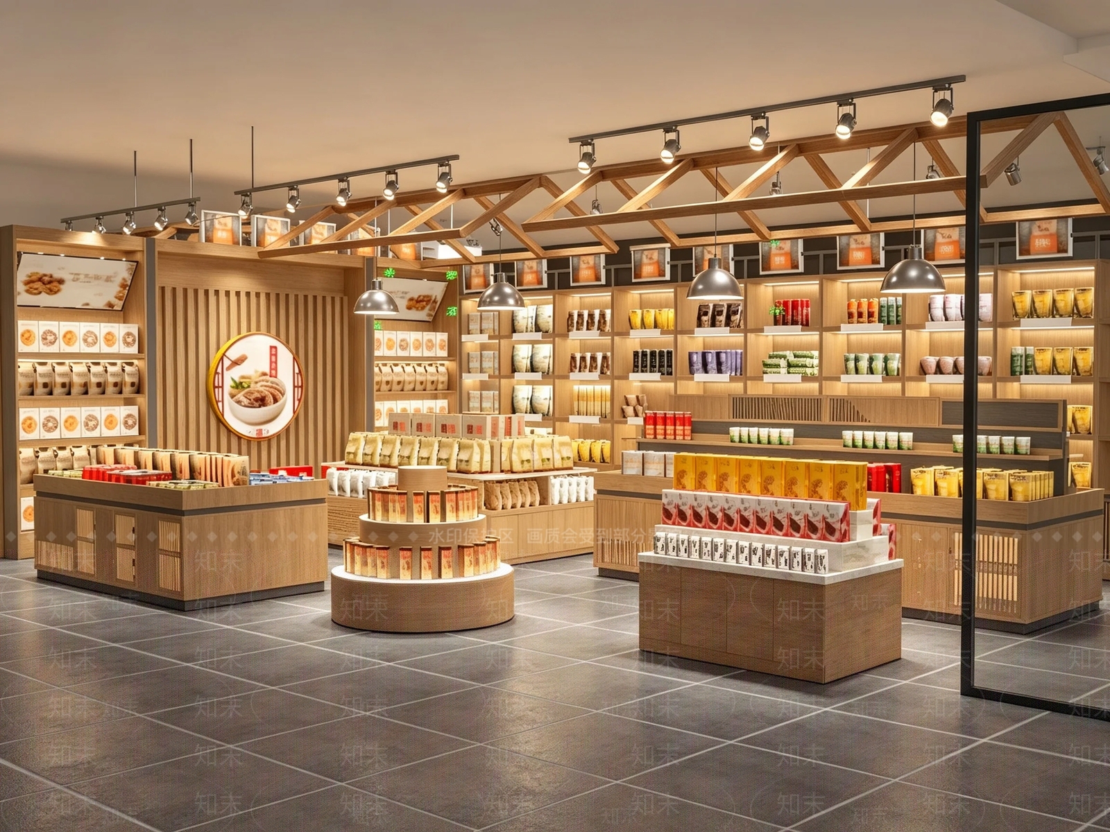原木风零食店3D模型下载【ID:1232369606】