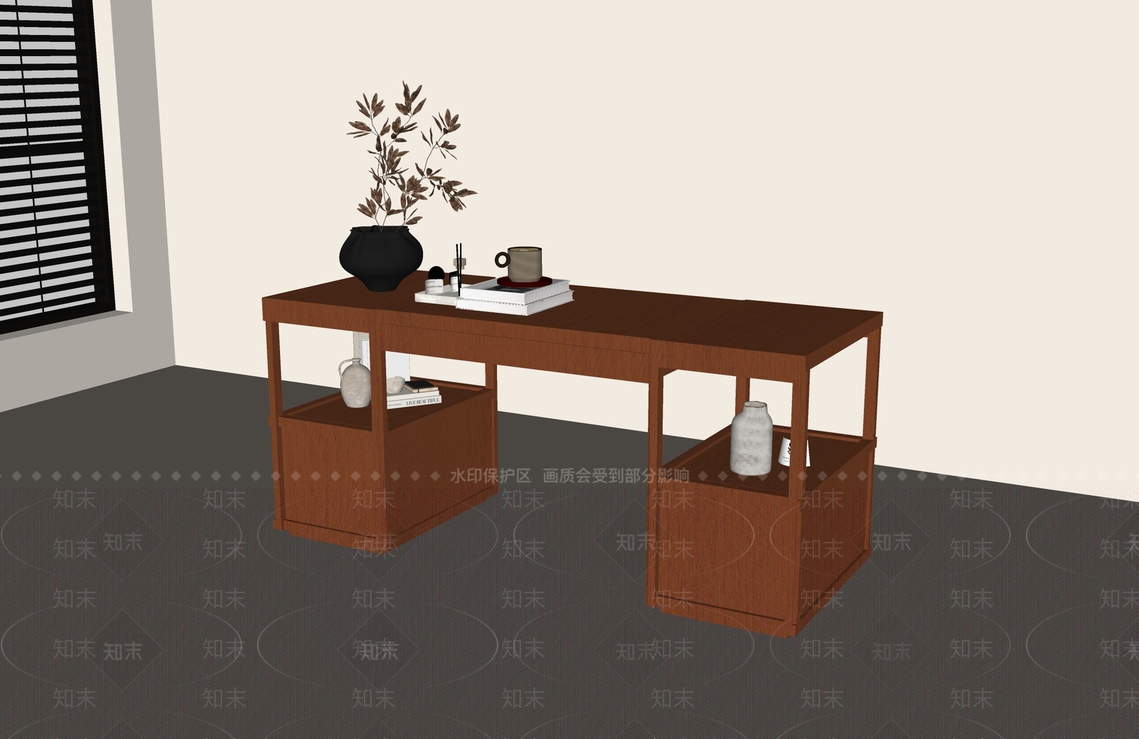 中古风书桌SU模型下载【ID:1232370195】