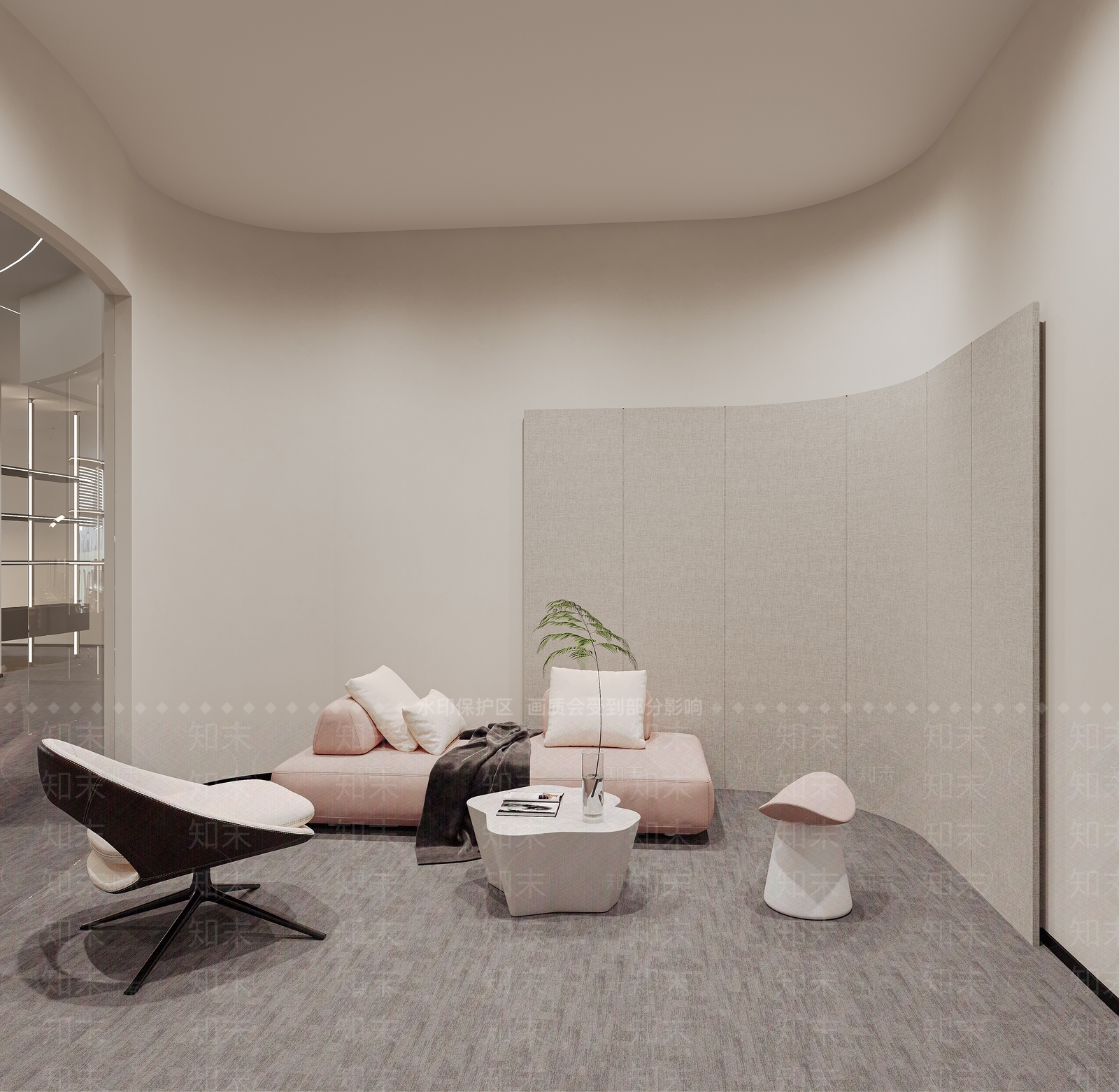 奶油风接待室3D模型下载【ID:1232375483】