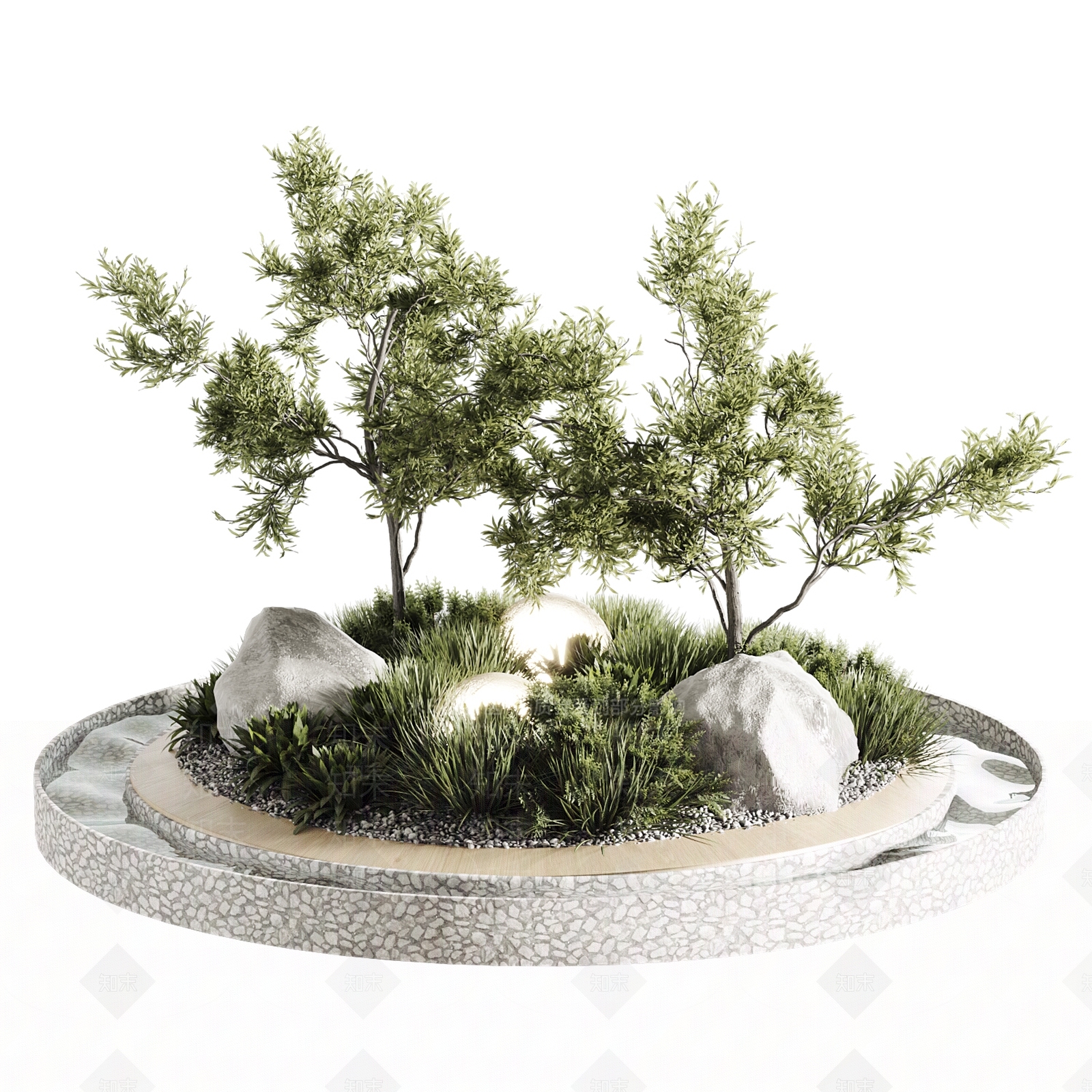 新中式景观室内景观3D模型下载【ID:1232377851】
