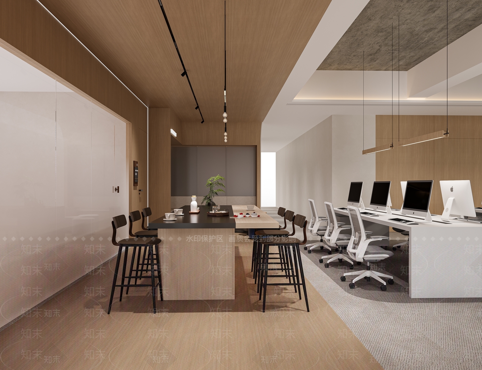 现代简约办公区3D模型下载【ID:1232380772】