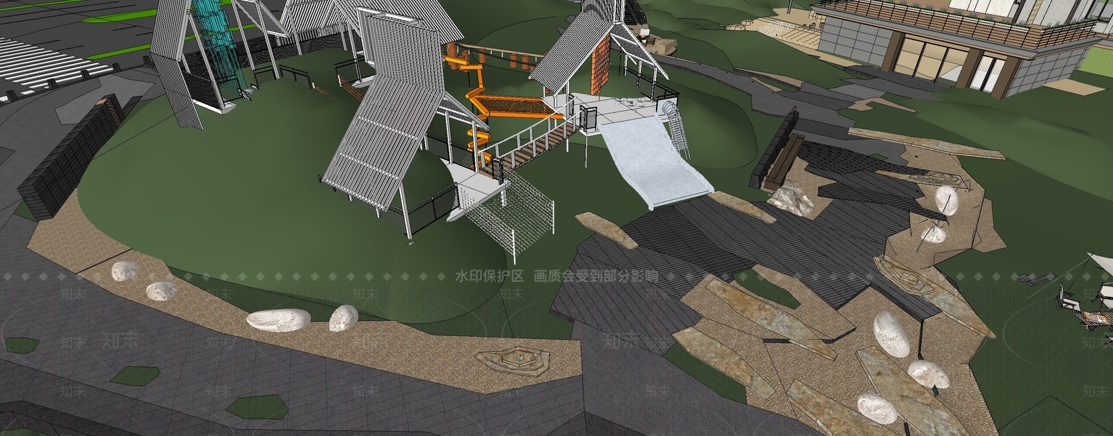 现代主义儿童游乐空间SU模型下载【ID:1232380743】