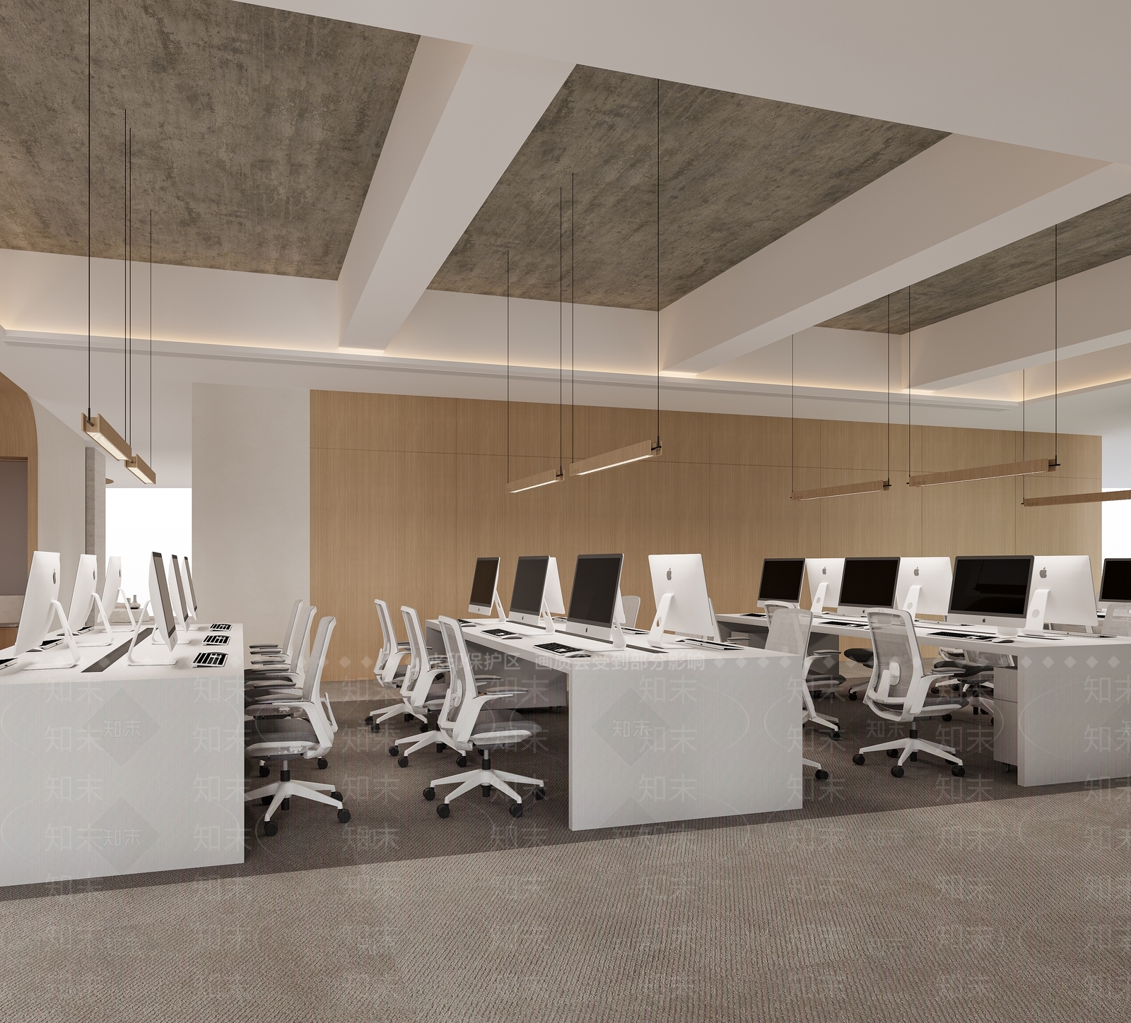 现代简约办公区3D模型下载【ID:1232381955】