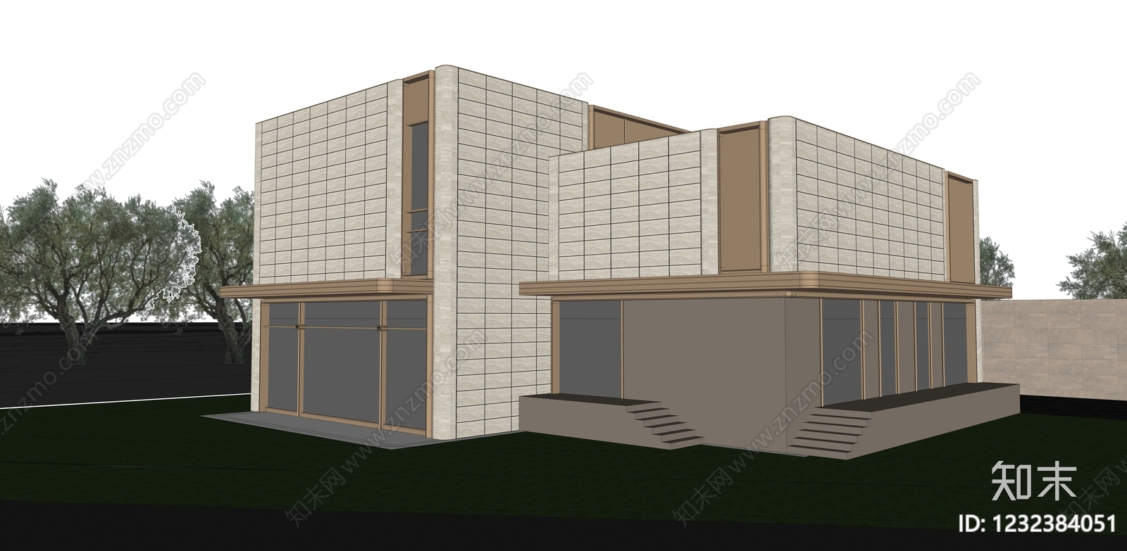 现代主义小公建SU模型下载【ID:1232384051】