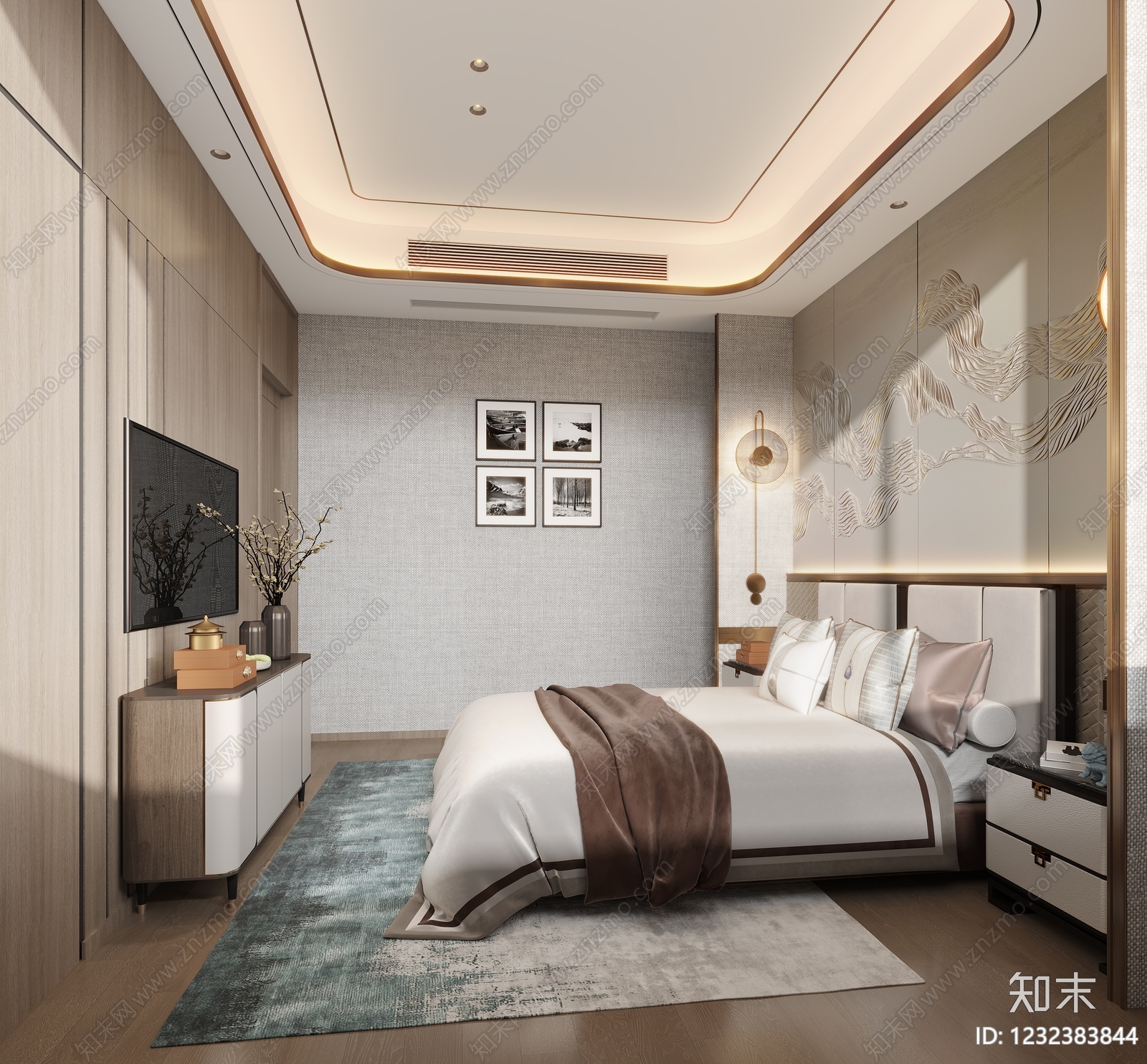 新中式书房3D模型下载【ID:1232383844】