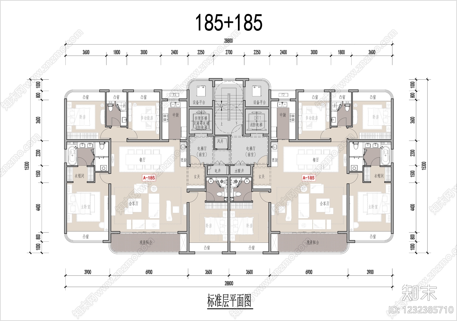 四居cad施工图下载【ID:1232385710】