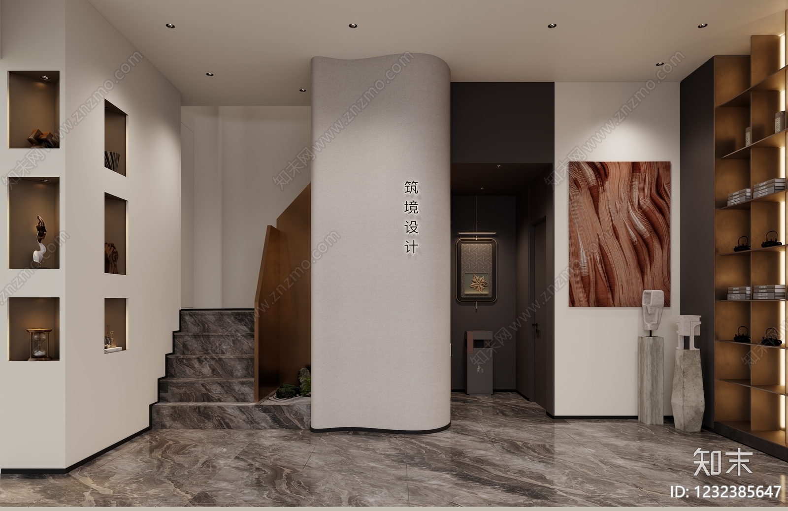 新中式材料展厅3D模型下载【ID:1232385647】