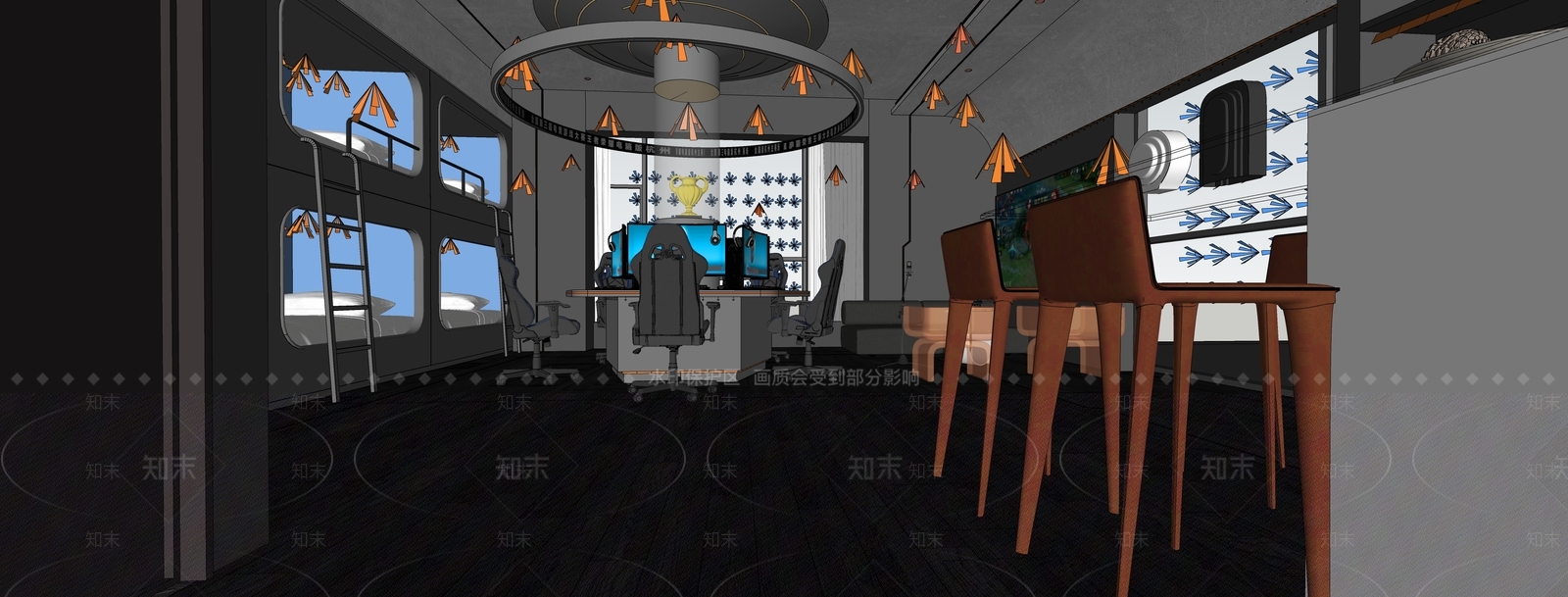赛博朋克风酒店客房SU模型下载【ID:1232385972】