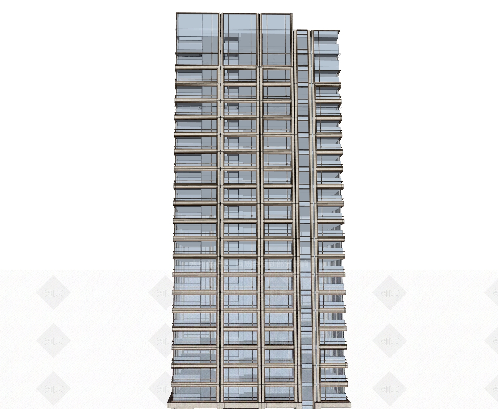 现代主义超高层住宅楼SU模型下载【ID:1232386331】