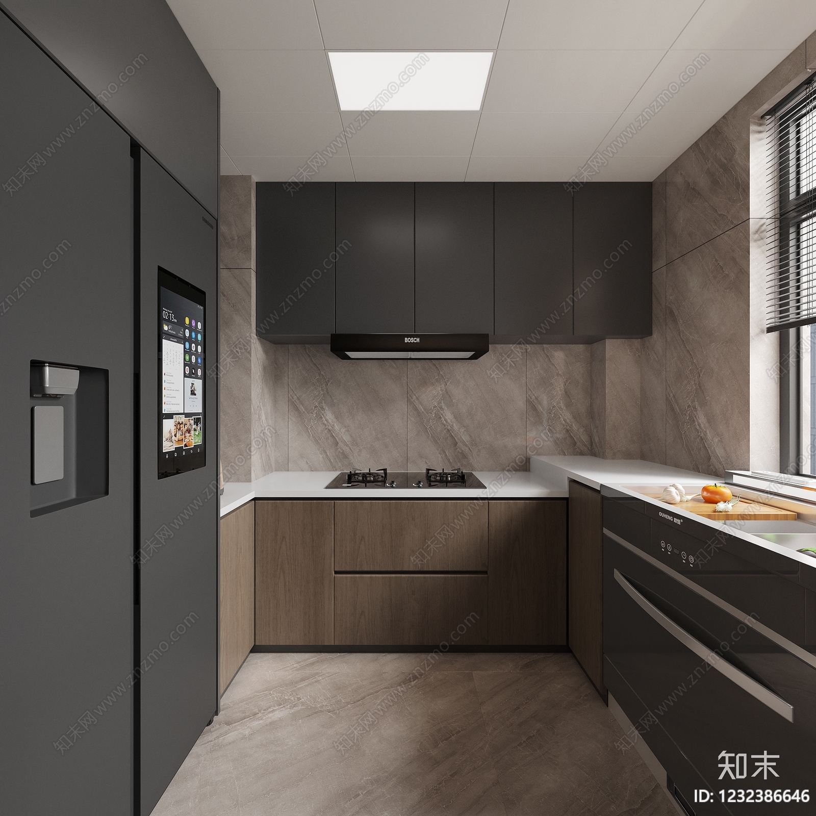 意式极简大平层客餐厅3D模型下载【ID:1232386646】