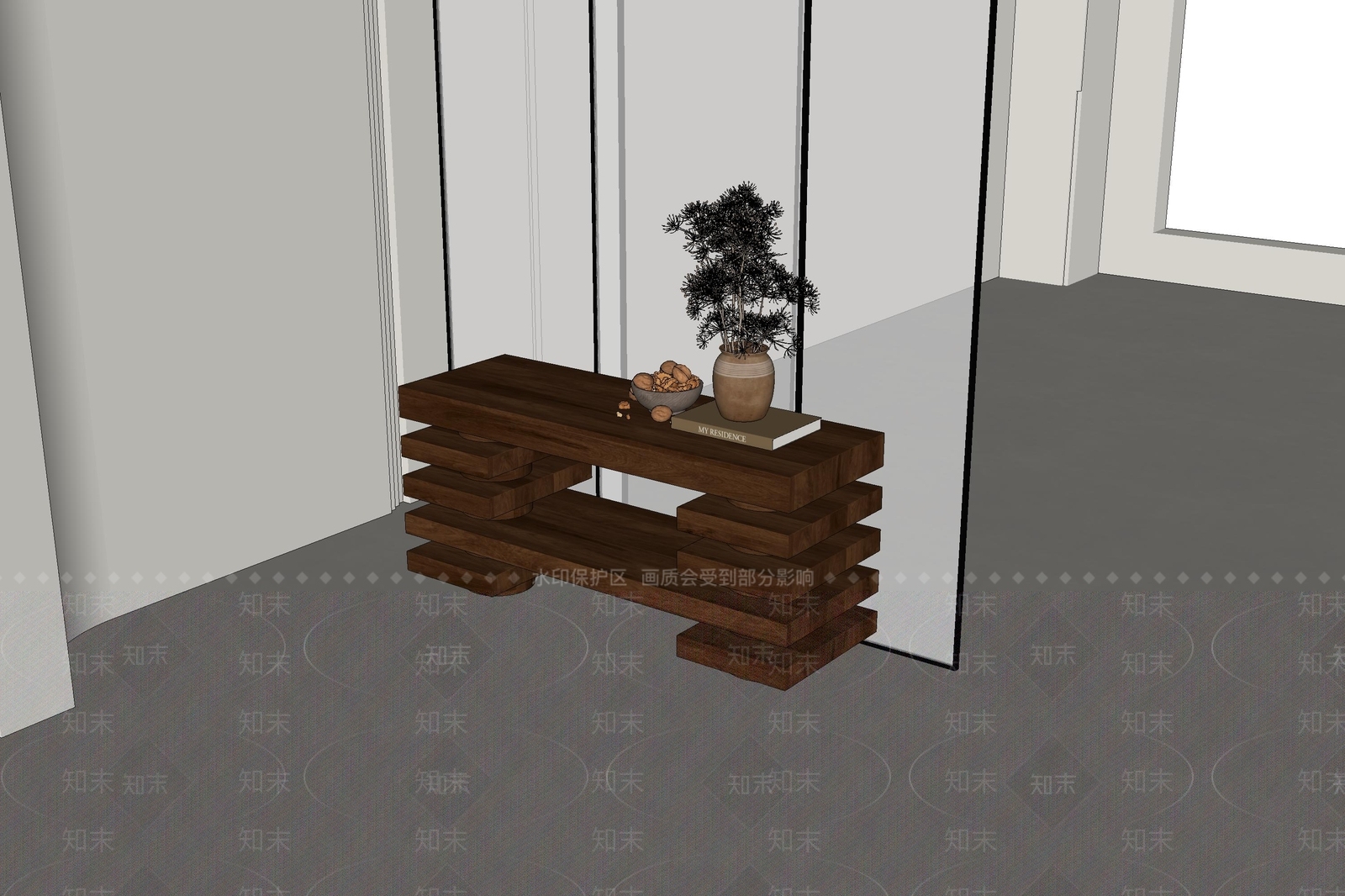现代简约玄关柜SU模型下载【ID:1232387069】