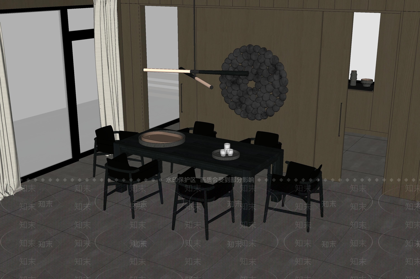 意式极简餐桌椅SU模型下载【ID:1232387786】