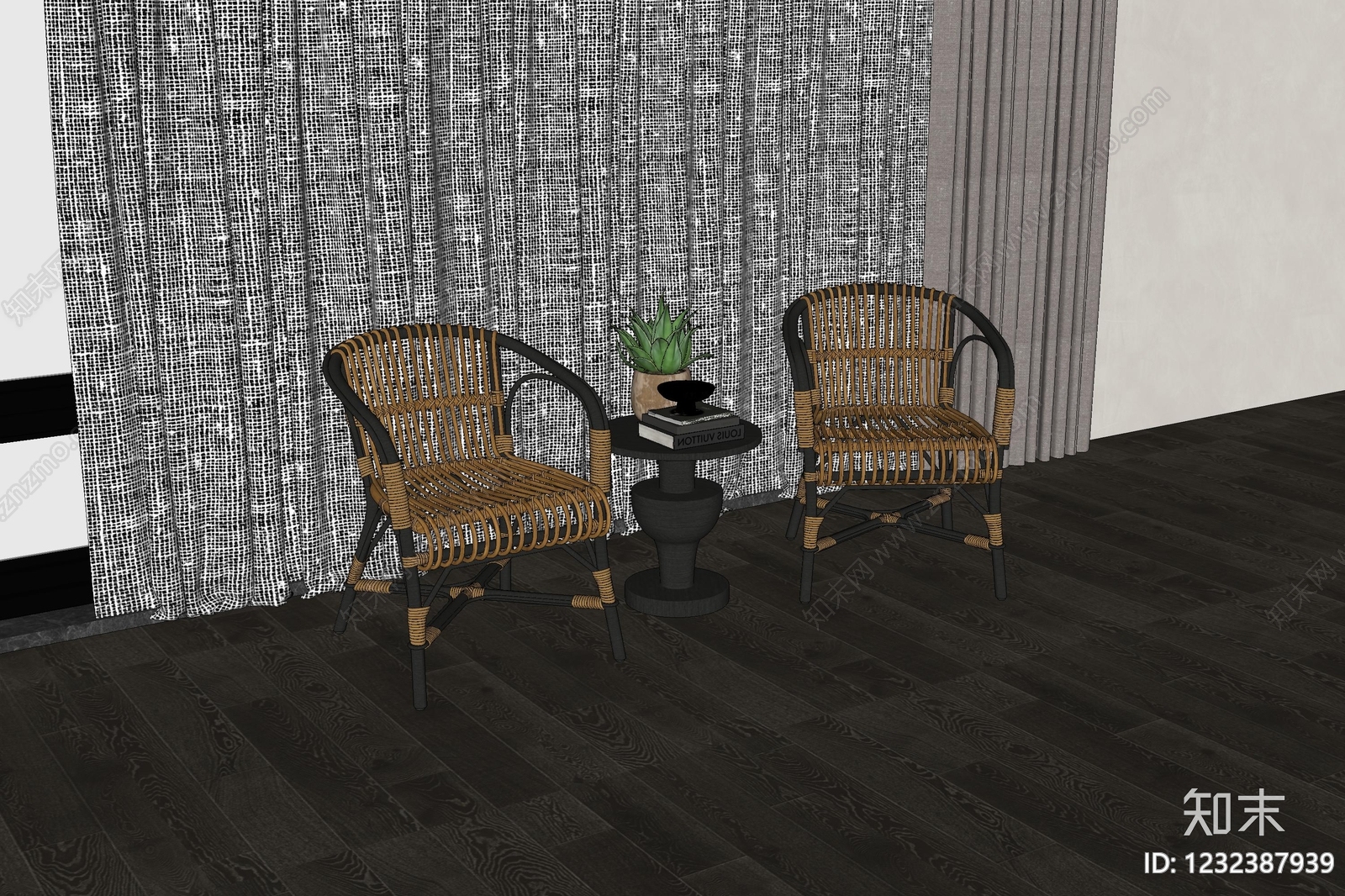 现代休闲桌椅SU模型下载【ID:1232387939】