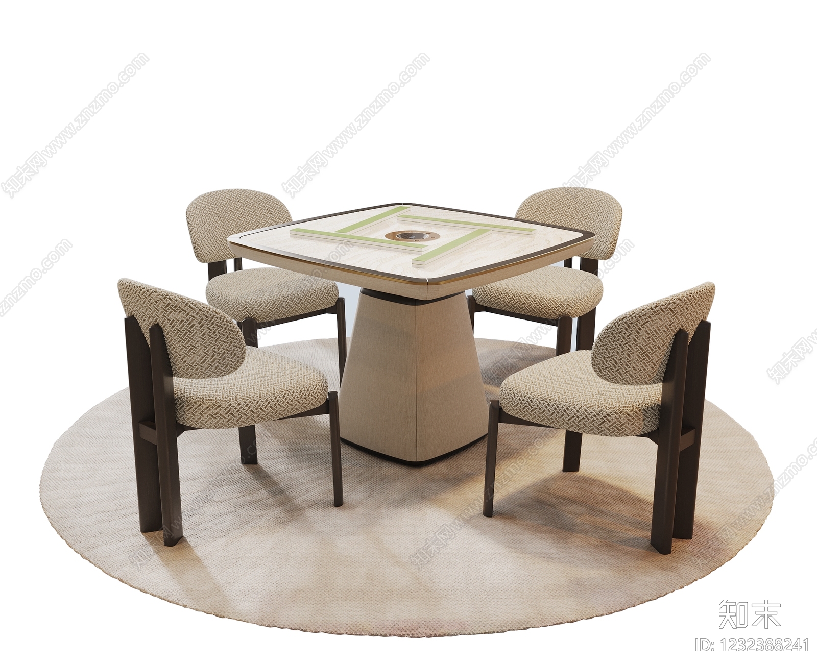 奶油风麻将桌3D模型下载【ID:1232388241】