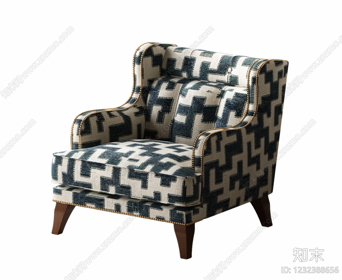 美式单人沙发3D模型下载【ID:1232388656】
