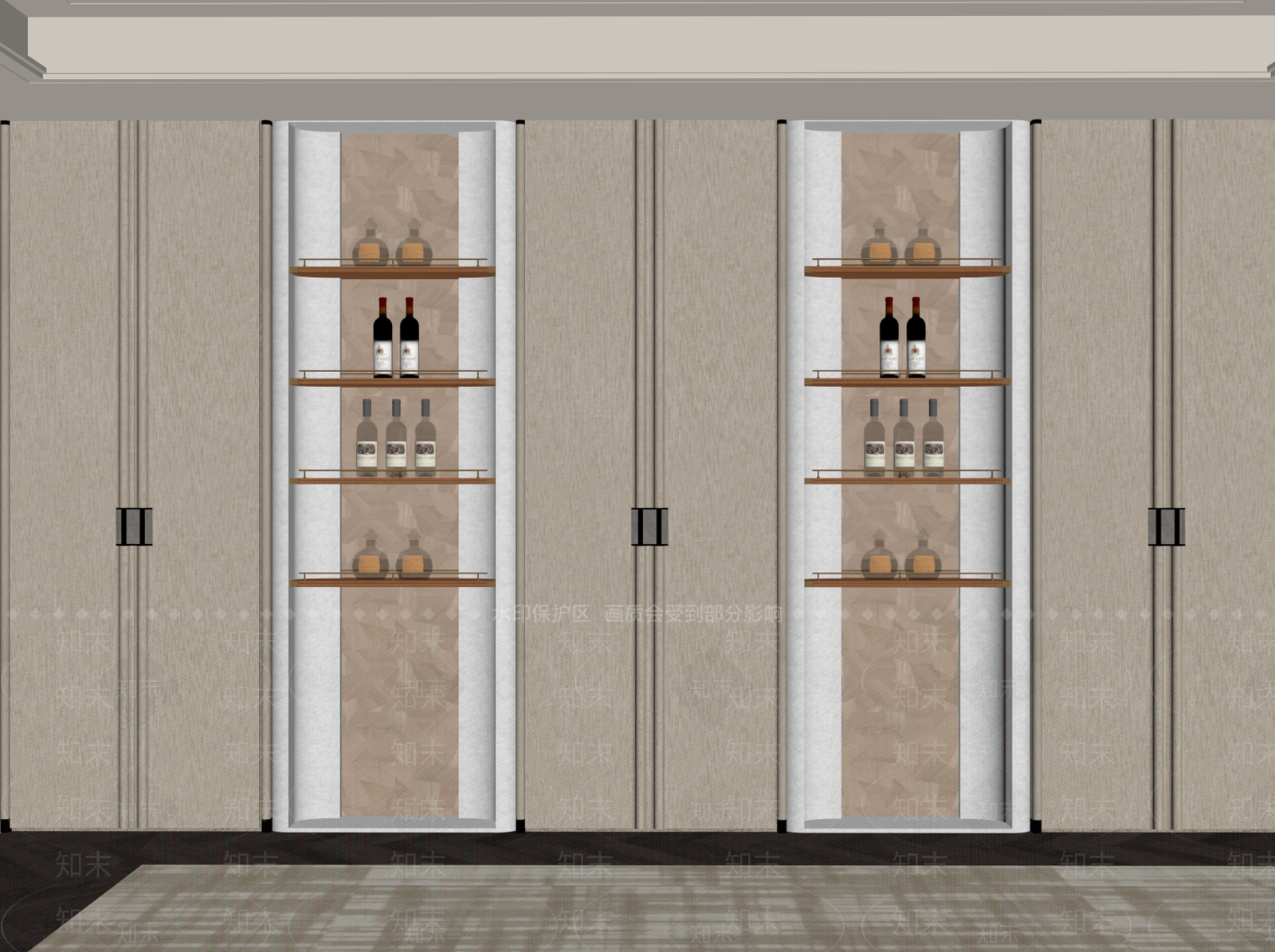 轻奢酒柜SU模型下载【ID:1232388740】