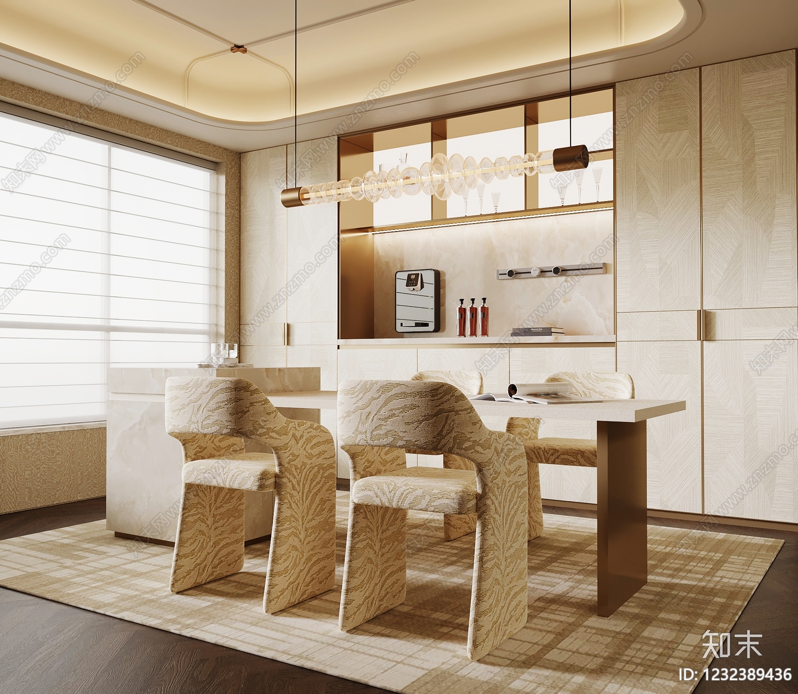 轻奢家居餐厅3D模型下载【ID:1232389436】