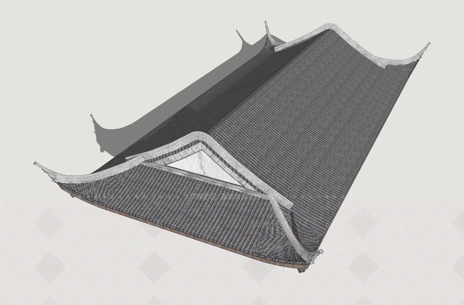 中式古建屋檐SU模型下载【ID:1232391574】