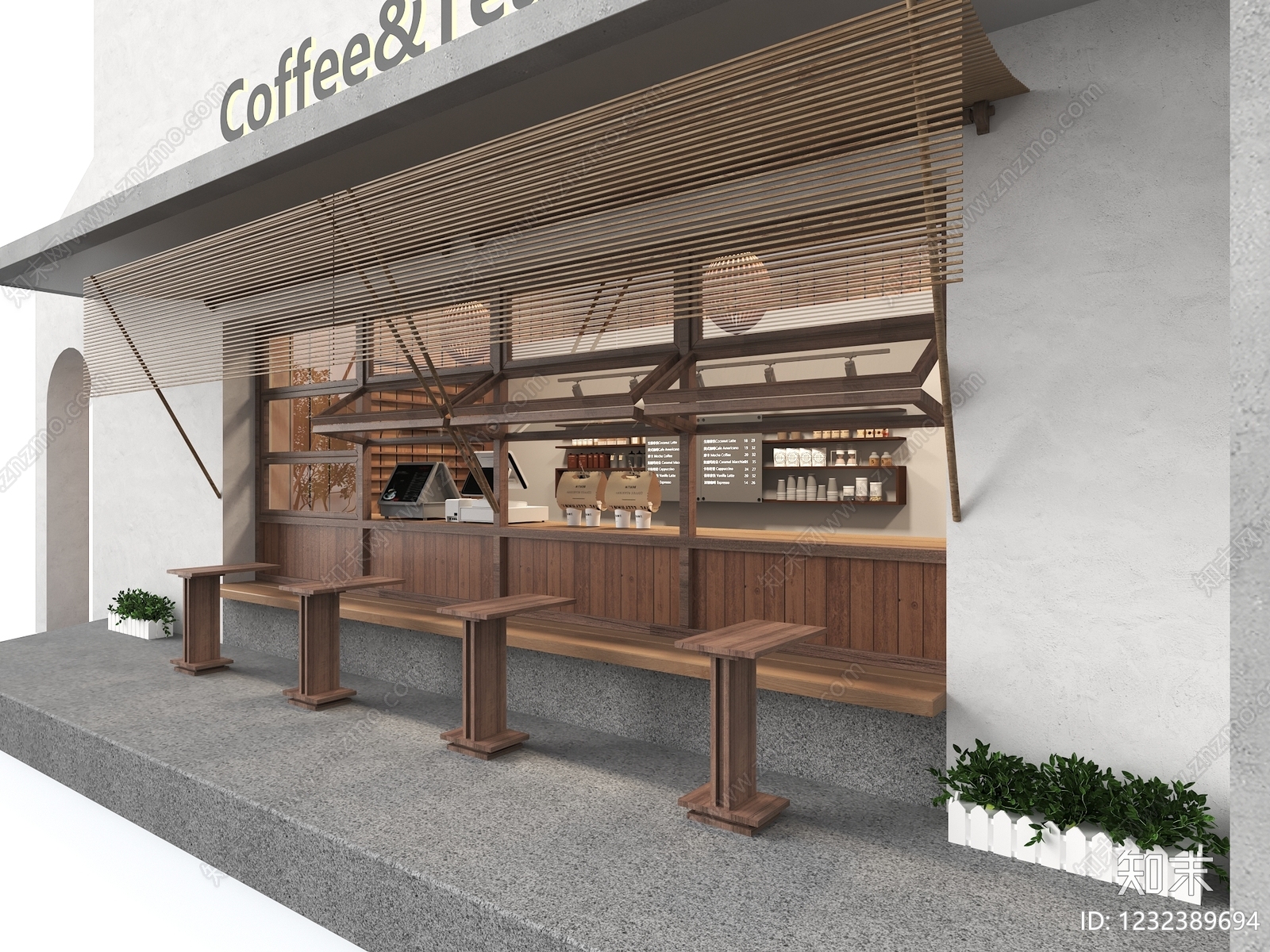 原木风咖啡厅3D模型下载【ID:1232389694】