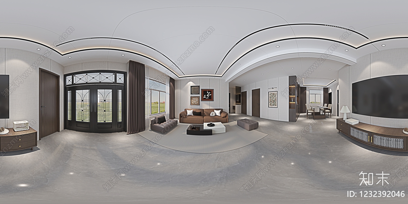 新中式家居客厅3D模型下载【ID:1232392046】