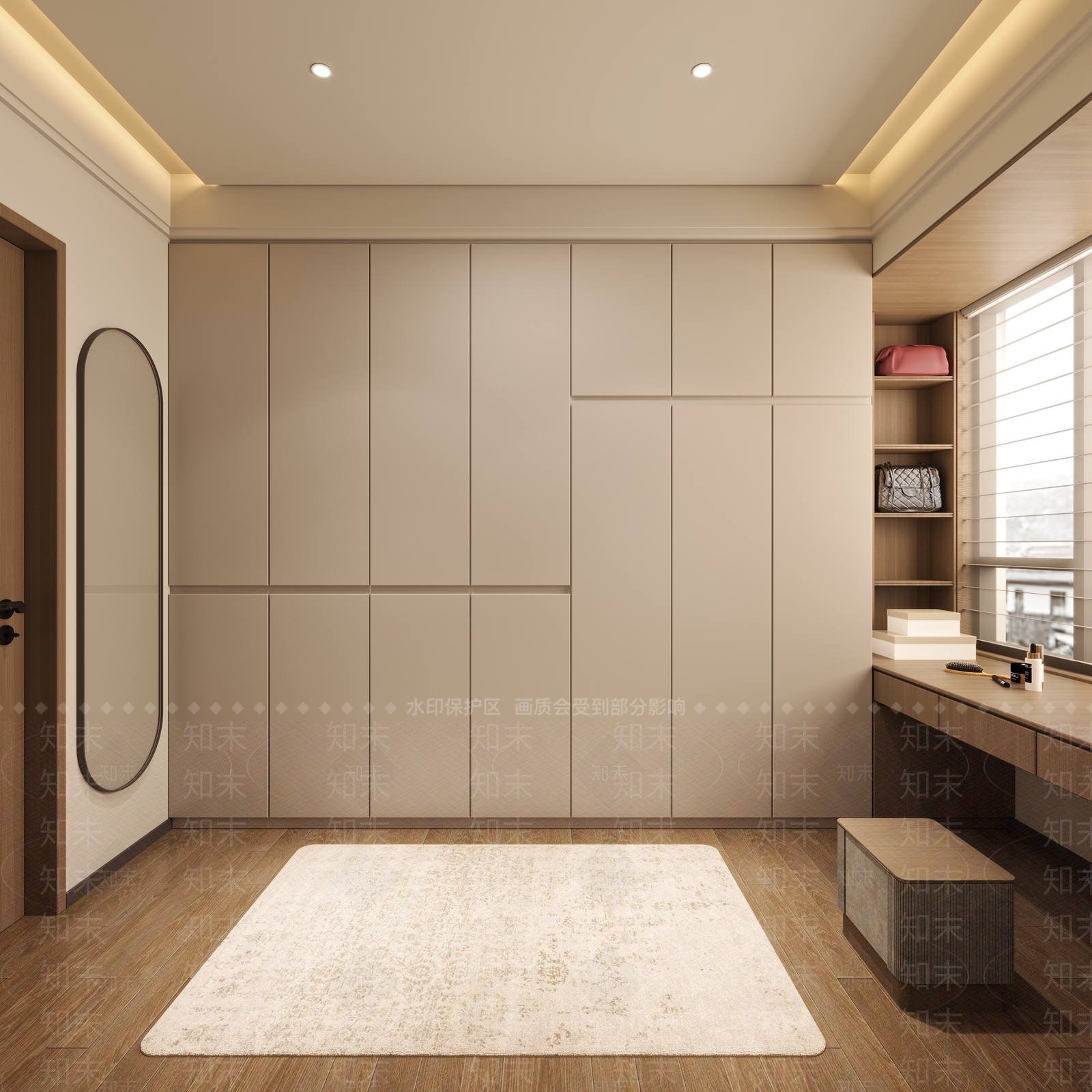 奶油风衣帽间3D模型下载【ID:1232392014】