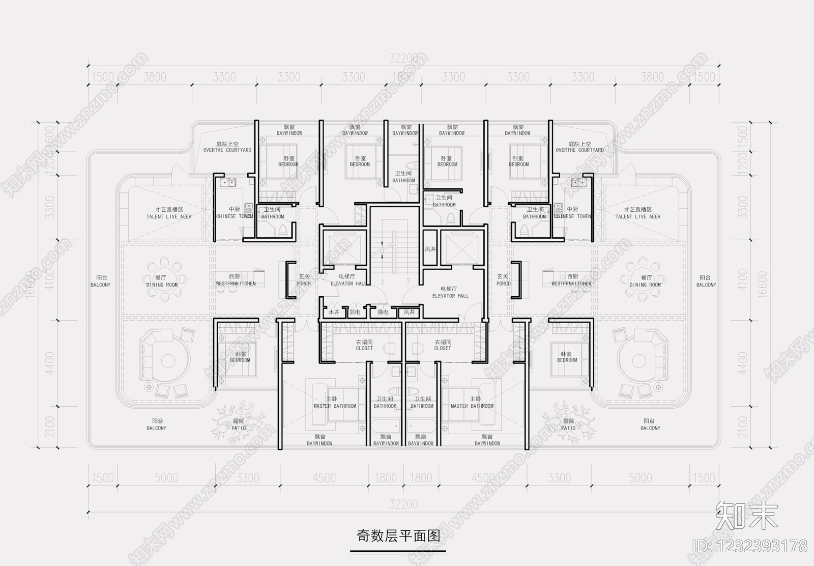 住宅楼建筑cad施工图下载【ID:1232393178】
